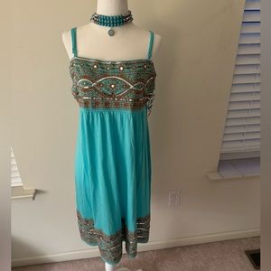 NWT INC Beach Beautiful Aqua Sparkly Sundress - Size XL